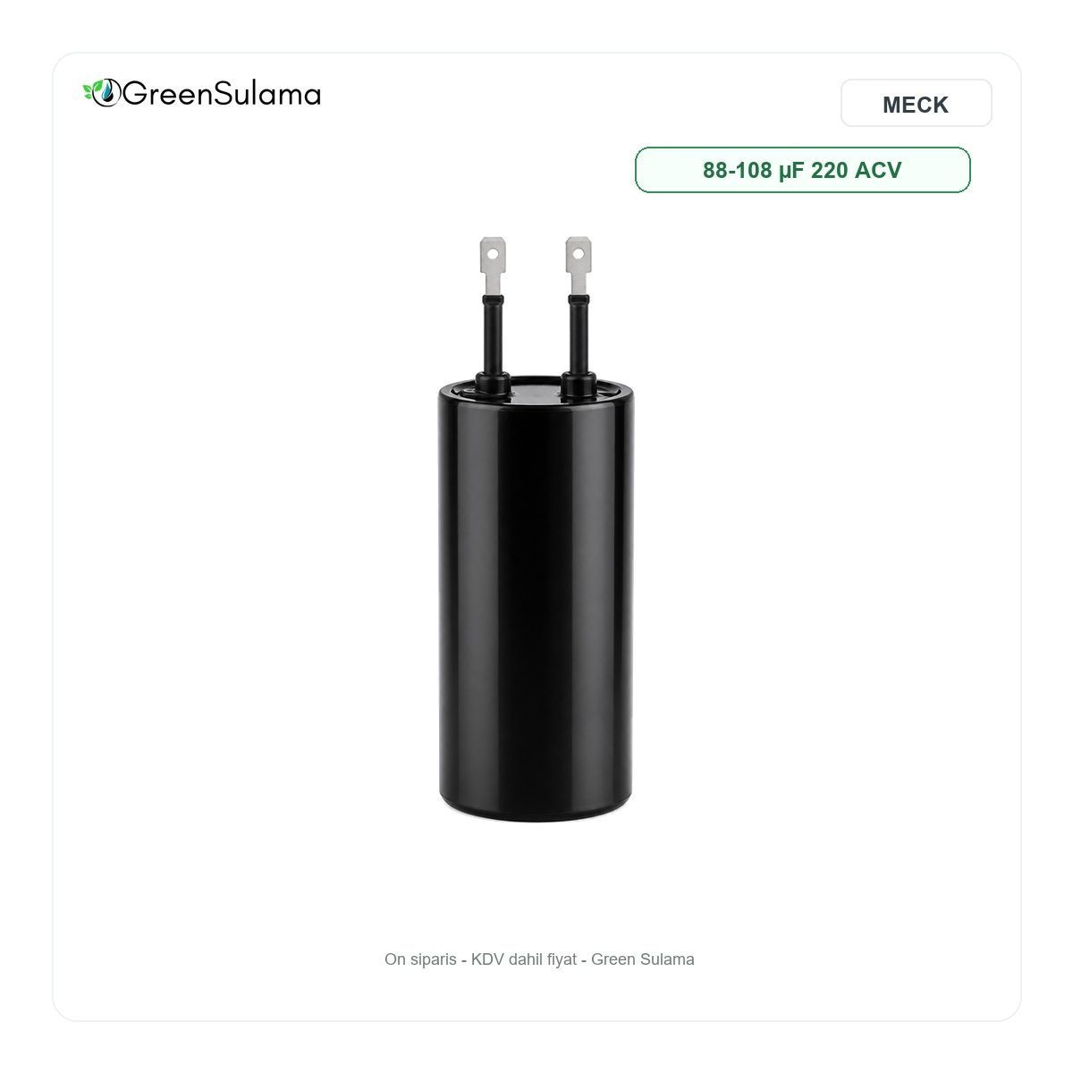 MECK 88-108 µF 220 ACV Start Kondansatör MECK 88-108 uF 220 ACV Start Kondansatör urun gorseli - Green Sulama