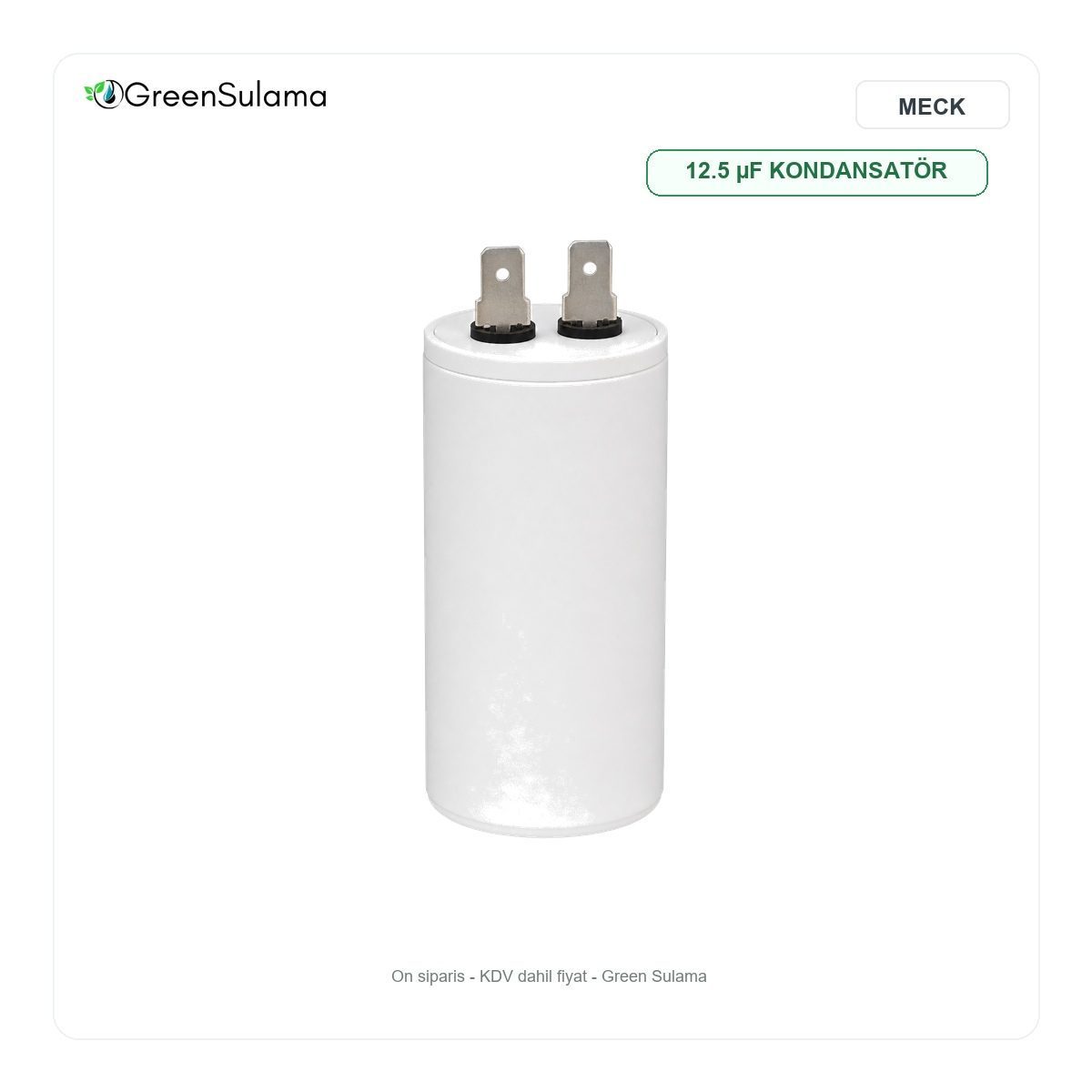 MECK 12.5 µF Soketli Daimi Devre Kondansatör MECK 12.5 uF Soketli Daimi Devre Kondansatör urun gorseli - Green Sulama