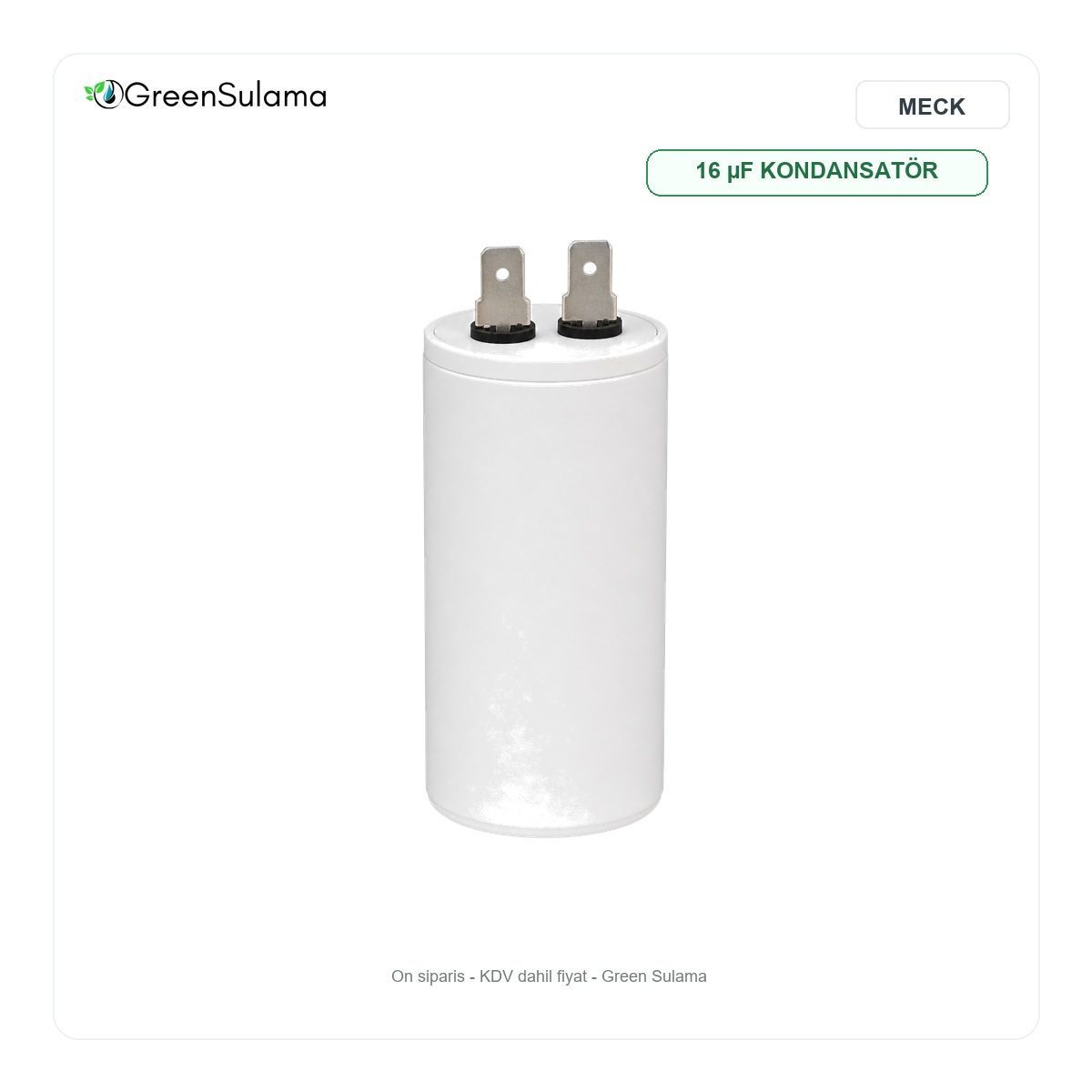 MECK 16 µF Soketli Daimi Devre Kondansatör MECK 16 uF Soketli Daimi Devre Kondansatör urun gorseli - Green Sulama