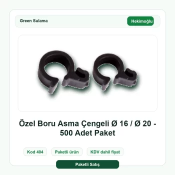 Hekimoğlu Özel Boru Asma Çengeli Ø 16 / Ø 20 - 500 Adet Paket Green Sulama paketli ürün