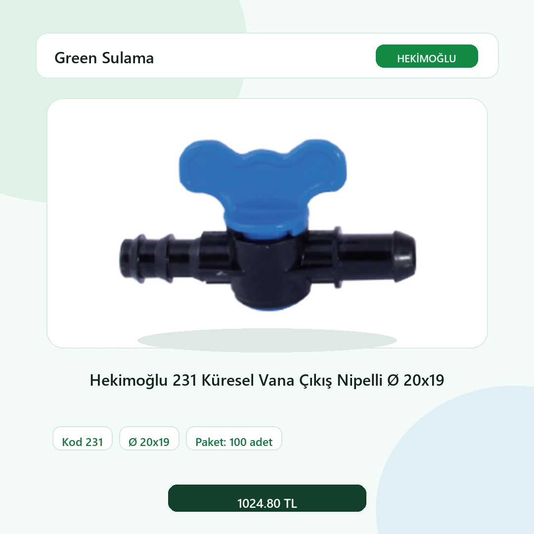 Hekimoğlu 231 Küresel Vana Çıkış Nipelli Ø 20×19 - 100 Adet Paket gerçek katalog ürün görseli Hekimoğlu 231 Küresel Vana Çıkış Nipelli Ø 20x19 - 100 Adet Paket gerçek katalog ürün görseli