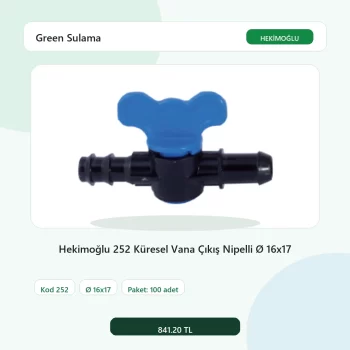 Hekimoğlu 252 Küresel Vana Çıkış Nipelli Ø 16x17 - 100 Adet Paket gerçek katalog ürün görseli