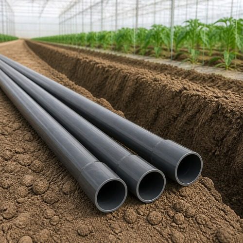 Pimtaş U-PVC Yapıştırma Muflu Boru PN10 - Tarımsal Uygulama Pimtaş U-PVC yapıştırma muflu boru PN10 tarımsal sulama uygulaması