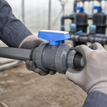 Pimtaş U-PVC çift taraf içten dişli küresel su vanası montaj detayı