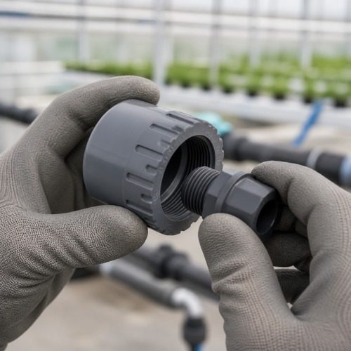 Pimtaş UH-PVC Çift Taraf İçten Dişli Redüksiyonlu Adaptör - Montaj Pimtaş UH-PVC çift taraf içten dişli redüksiyonlu adaptör montaj detayı
