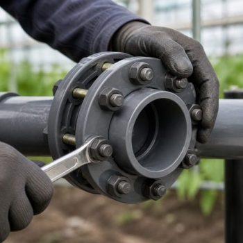 Pimtaş UH-PVC yapıştırma muflu flanş takımı montaj detayı