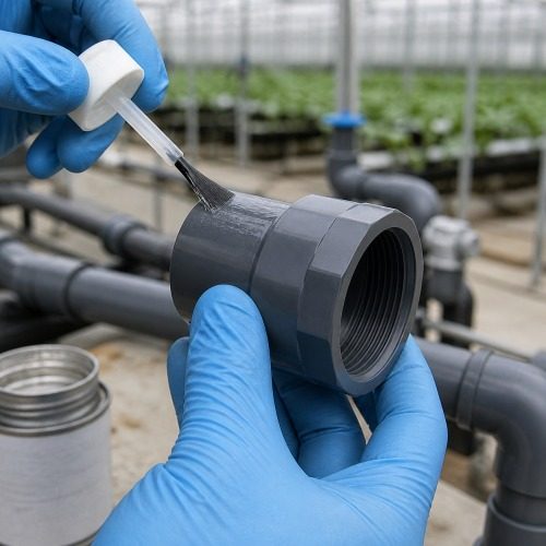 Pimtaş UH-PVC İç Yapıştırma İçten Dişli Adaptör - Montaj Pimtaş UH-PVC iç yapıştırma içten dişli adaptör solvent montaj detayı