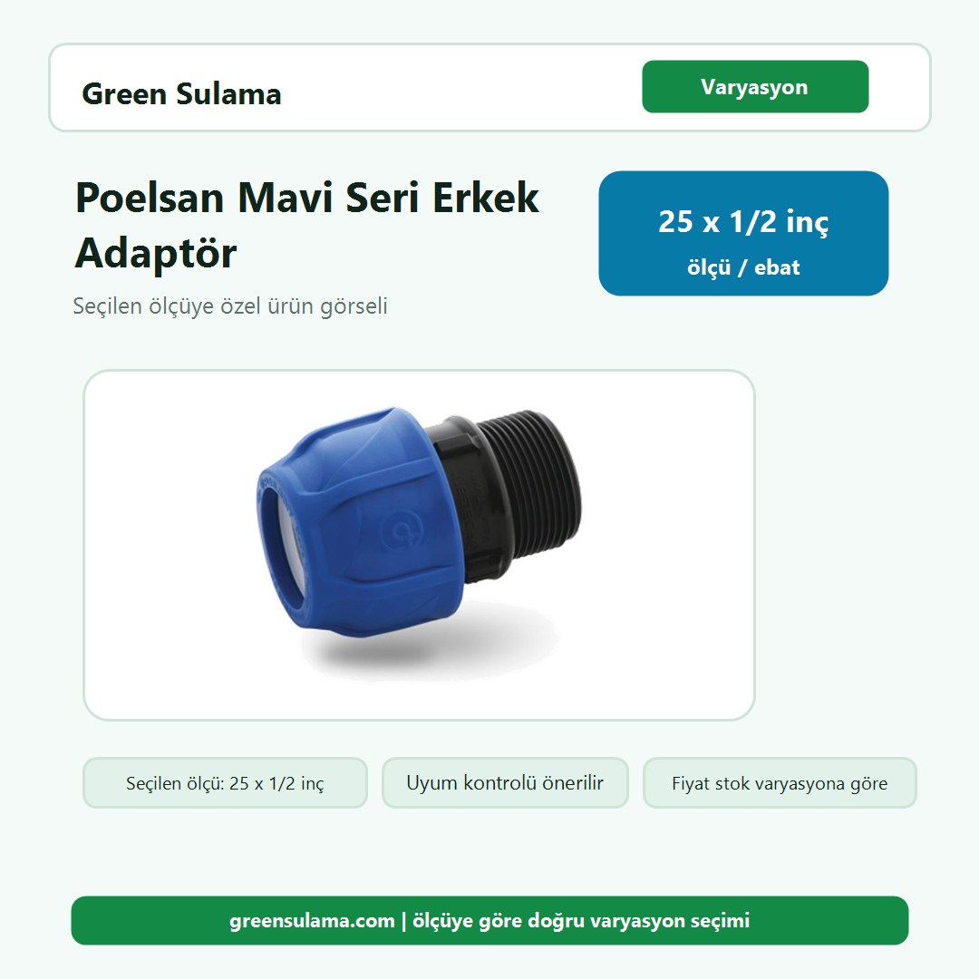 Poelsan Mavi Seri Erkek Adaptör 25 x 1/2 inç varyasyon görseli Poelsan Mavi Seri Kablin Erkek Adaptör 25 x ½" Poelsan Kaplin Ek Parçalar ürün görseli