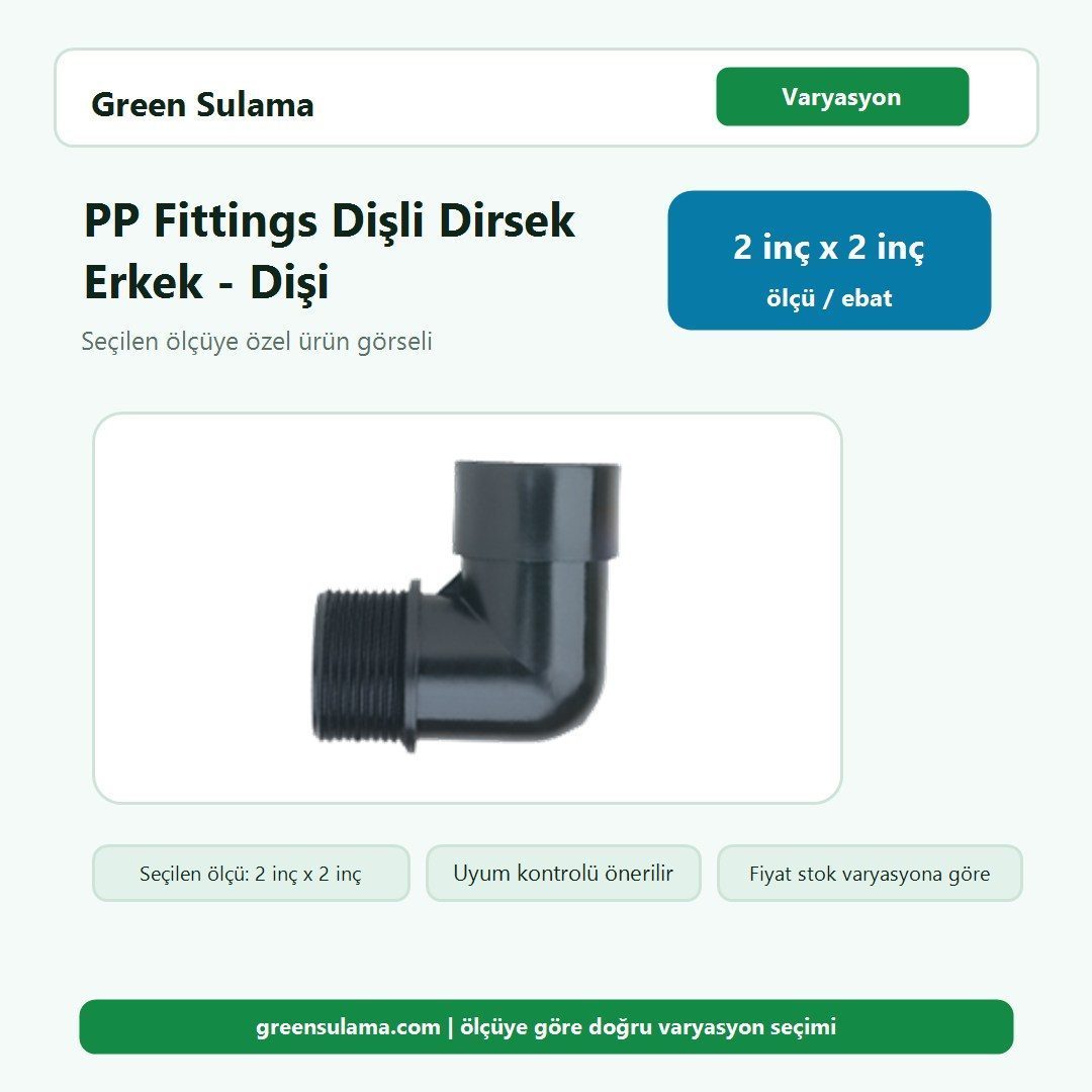 PP Fittings Dişli Dirsek Erkek - Dişi 2 inç x 2 inç varyasyon görseli Poelsan PP Fittings Dişli Dirsek Erkek Dişi 2" x 2" Poelsan PP Fittings Dişli Malzemeler ürün görseli