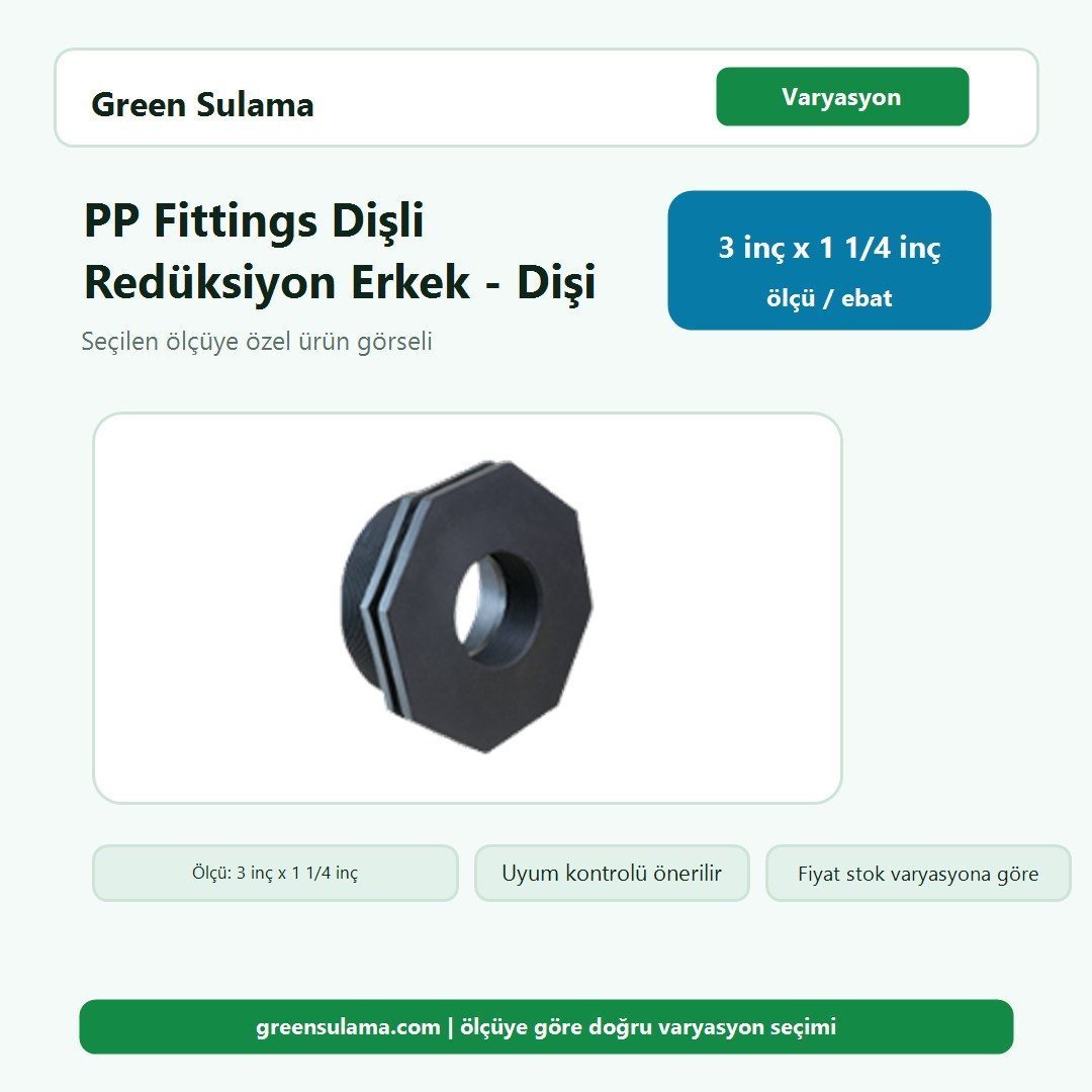 PP Fittings Dişli Redüksiyon Erkek - Dişi 3 inç x 1 1/4 inç varyasyon görseli Poelsan PP Fittings Dişli Redüksiyon Erkek Dişi 3" x 1 ¼" Poelsan PP Fittings Dişli Malzemeler ürün görseli