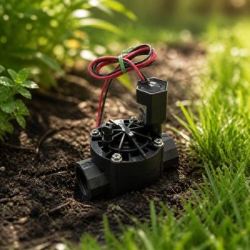 Rain Bird 100HV Serisi 9V latching solenoid vana bahçede sinematik görünüm