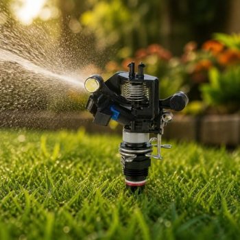 Rain Bird 2045 PJ 8 çarpmalı sprinkler bahçede sinematik görünüm