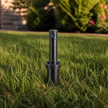 Rain Bird 3504 rotor sprinkler çim üzerinde sinematik görünüm