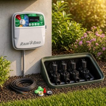 Rain Bird ESP-TM2 ve 4 istasyon solenoid vana seti bahçe kurulumu