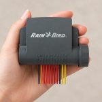 Rain Bird ESPBAT-BT 9V 6 istasyonlu Bluetooth kontrol ünitesi bahçede sinematik görünüm