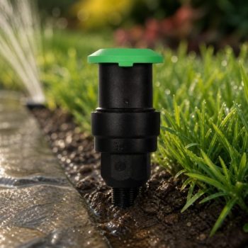Rain Bird P33 can suyu vanası çevirmeli tip bahçede sinematik görünüm