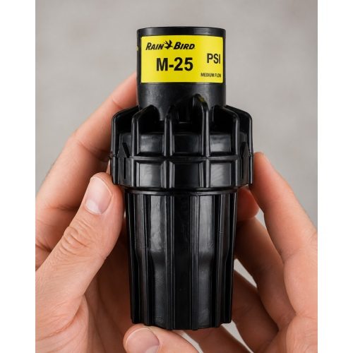Rain Bird PSI-M25 25 PSI basınç regülatörü elde kullanım görünümü Rain Bird PSI-M25 25 PSI basınç regülatörü elde kullanım görünümü