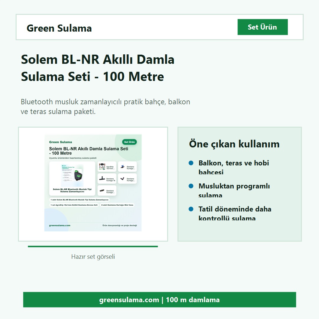 Solem BL-NR Akıllı Damla Sulama Seti hazır set görseli Solem BL-NR 100 metre damla sulama seti hazır sulama seti görseli