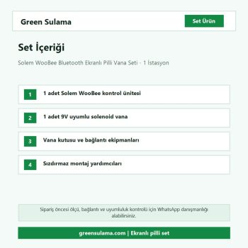 Solem WooBee Bluetooth ekranlı pilli vana seti set içeriği ve parça listesi